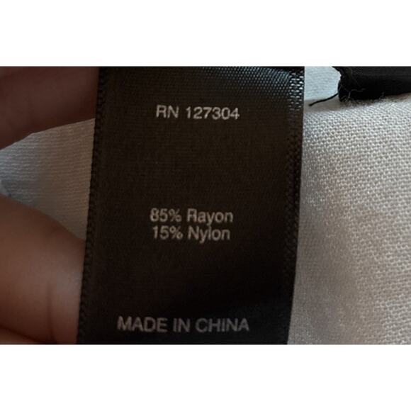 Ali Miles White and Black Polka Dot Tunic with Red Buttons Roll Tab Sleeves Sz M - Picture 6 of 6